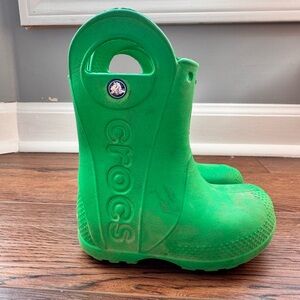 CROCS Green Rain & Snow Boots with Easy Pull Handles